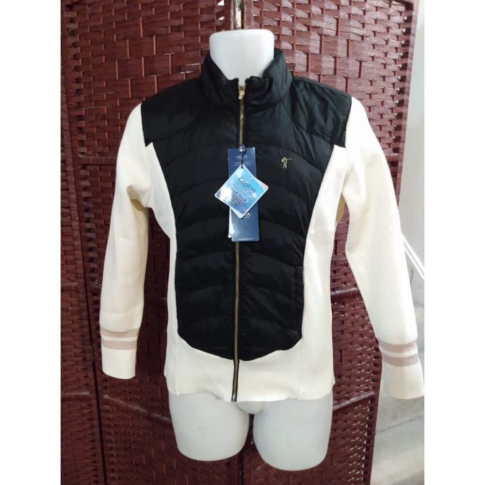 NWT Women's Light Jacket Puffer Size Medium 95 Black White Sporty